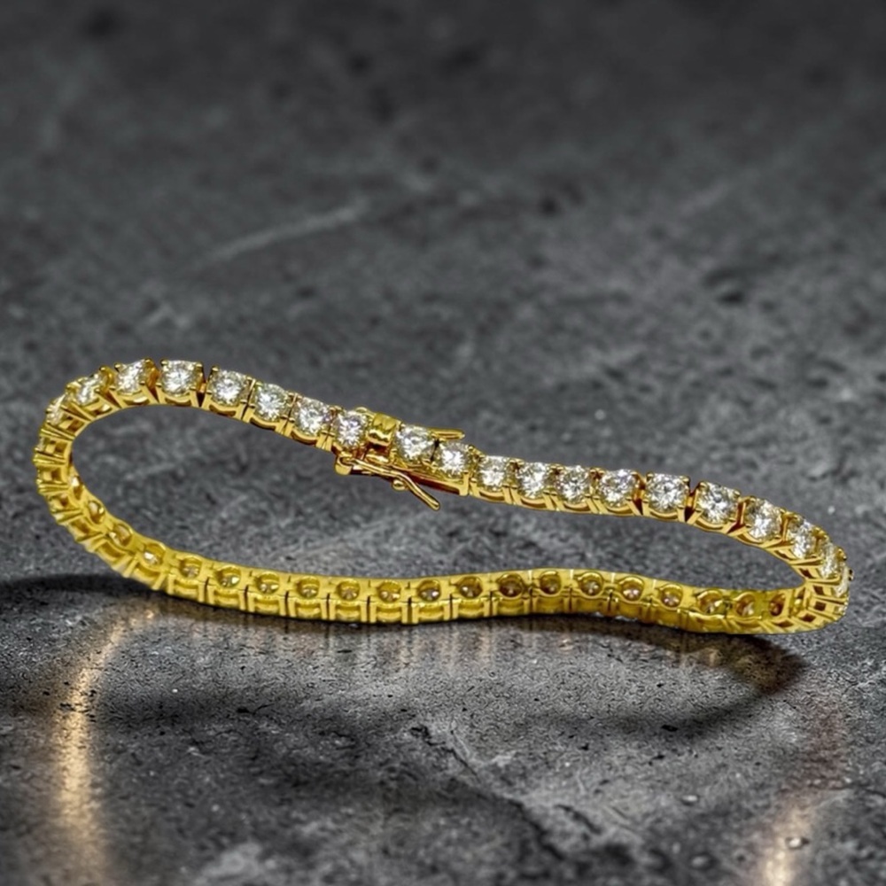 18K Gold Plated, 14.40CTW Moissanite Tennis Bracelet